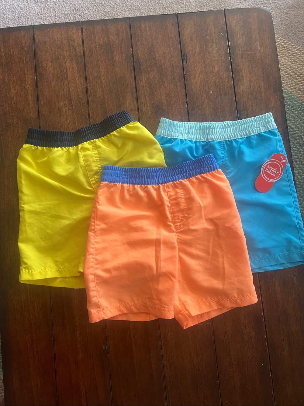 wonder nation Orange, Yellow and Blue Kids Swim Shorts Trio